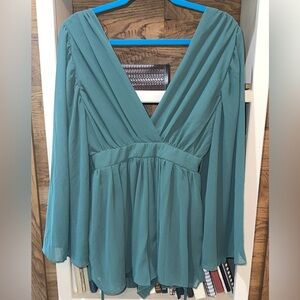 HYFVE Green Bell Sleeve Wrap Jumpsuit